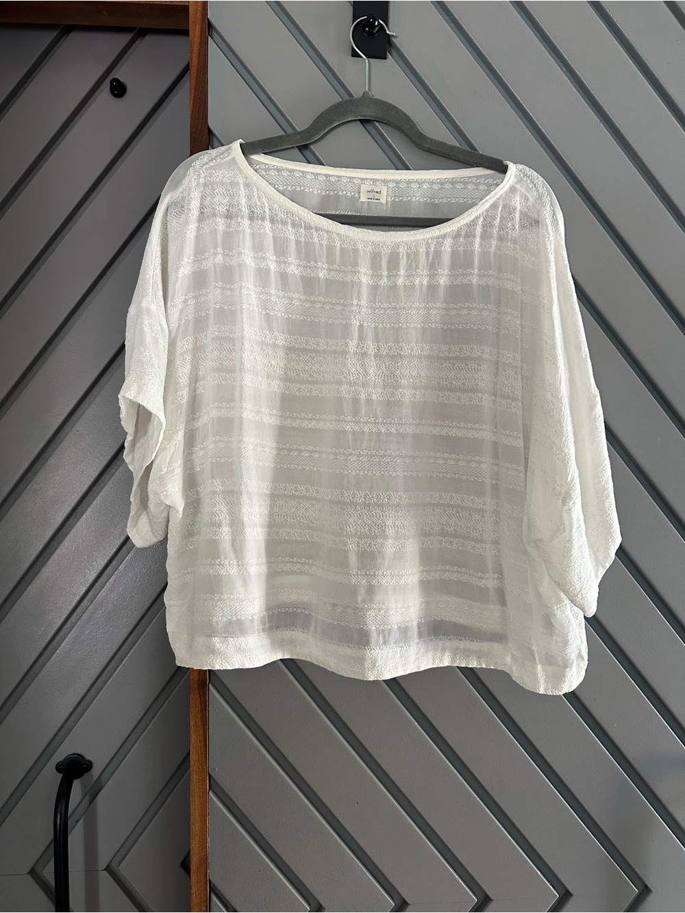 Wilfred White Boxy Sheer Stripe Blouse - Picture 1 of 4